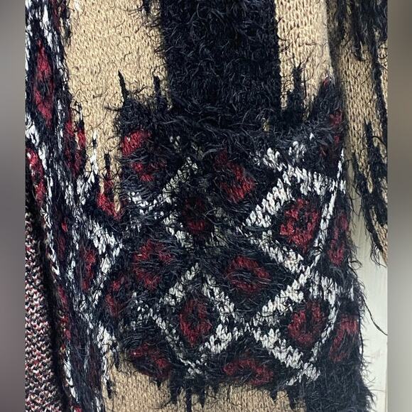 Adore Women’s Open Cardigan With Pockets Black Tan  Maroon  Size Medium - Picture 6 of 6